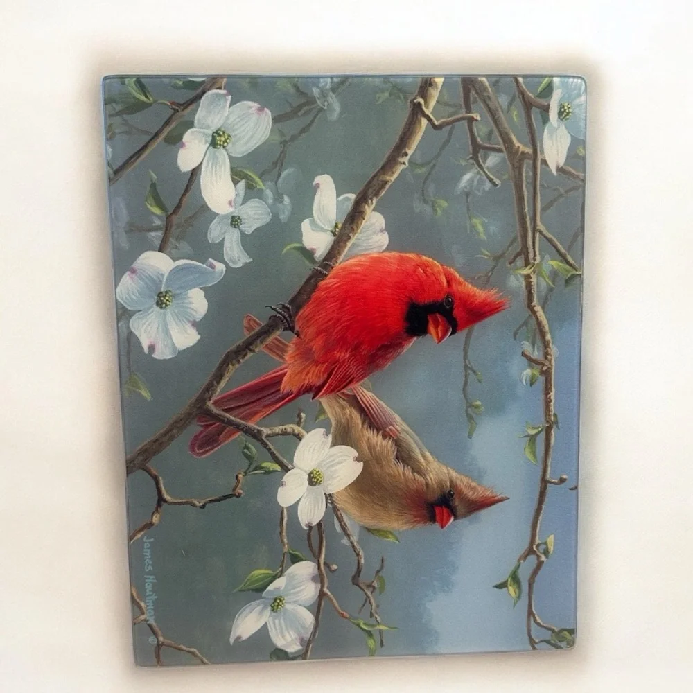 ***SOLD*** Beautiful Songbirds Cardinal Tempered Glass Cutting/Charcuterie Board - Picture 2 of 3
